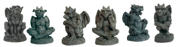 3er Set Gargoyles Steingrau