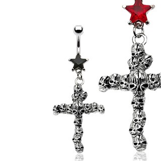 Gothic Cross + Skull Navel Piercing Rot