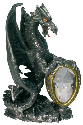 Zinndrache bewacht Ei (Glasstein)