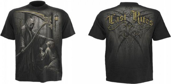 Last Rites T-Shirt im Kohle-Look mit Specialdruck