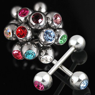 Zungenpiercings gemischt mit Kristall Kugel (nur in 10er Einheiten)