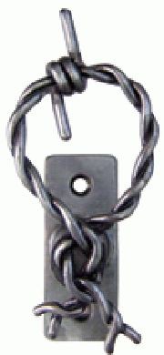 2 Halter mit Stacheldrahtschlinge grau