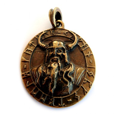Anhänger Altmessing-Optik Odin Amulett