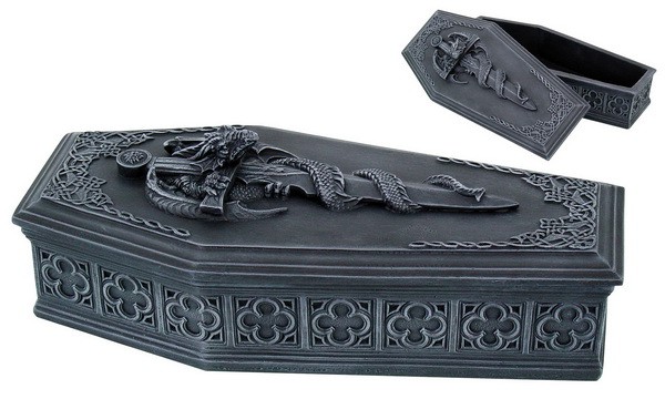 Schmuckkästchen - Sarg mit Drachenmotiv